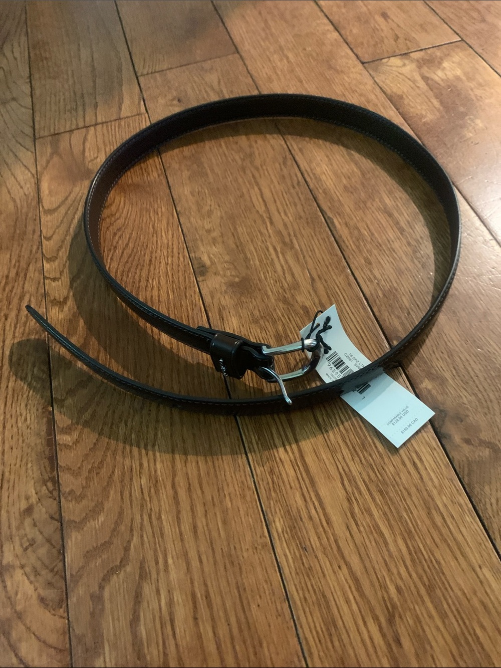 Coach Brown Leather Reversible Belt with Silver Buckle